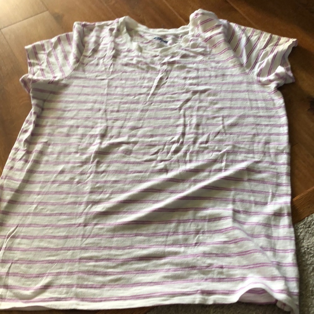 Old Navy white & purple striped cotton short sleeve tee in size XL Tall